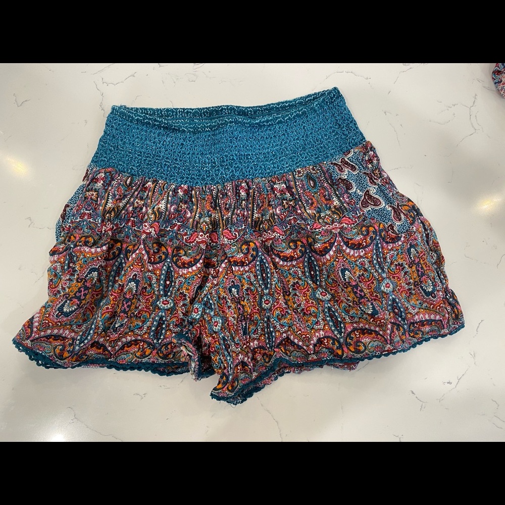 Aqua colorful cover up shorts